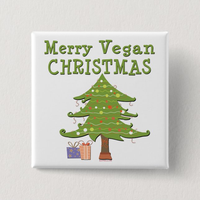 Chapa Cuadrada Merry Vegan Navidades (Anverso)