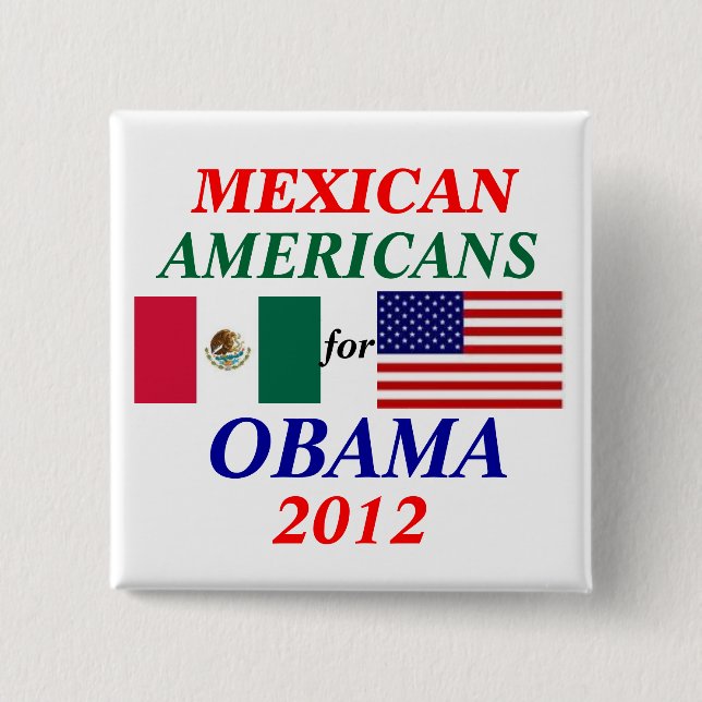 Chapa Cuadrada Mexicoamericanos para Obama (Anverso)