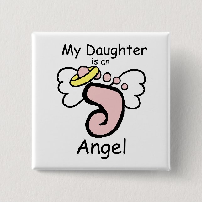Chapa Cuadrada Mi hija es un Pin del ángel (Anverso)