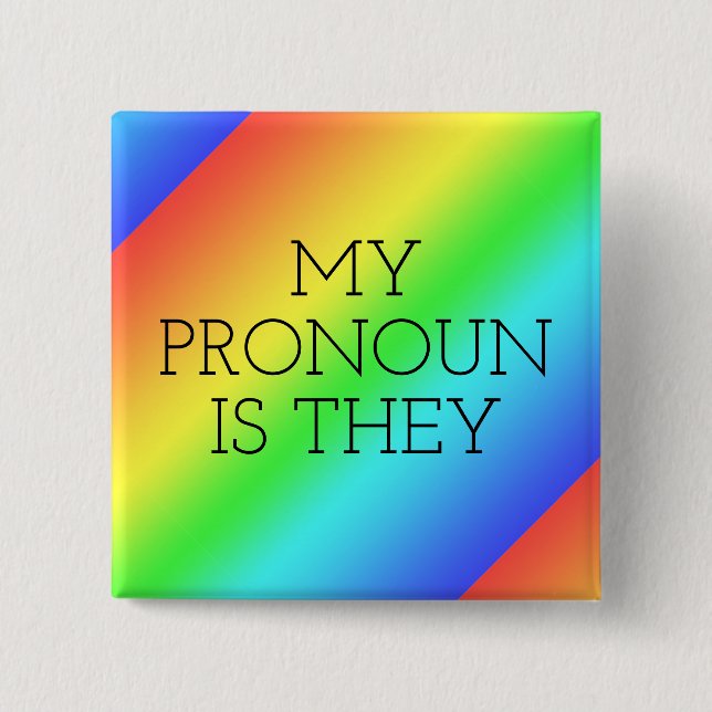 Chapa Cuadrada Mi pronombre es ellos personalizable (Anverso)