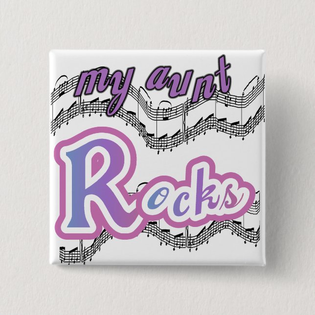 Chapa Cuadrada Mi tía roca camisetas y regalos (Anverso)