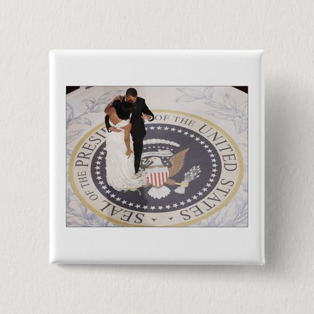Chapa Cuadrada Michelle y Barack Obama (Anverso)