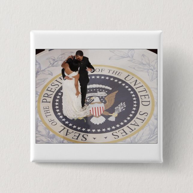 Chapa Cuadrada Michelle y Barack Obama (Anverso)