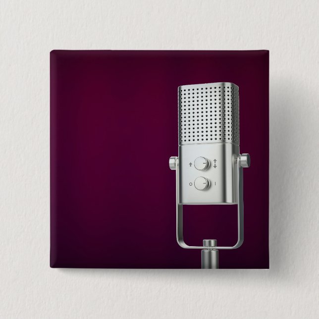 Chapa Cuadrada Micrófono plateado (Anverso)