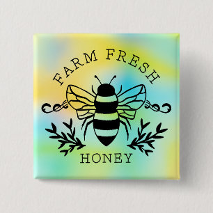 Chapa Cuadrada Miel de abeja botánica diseño vintage granja fresc