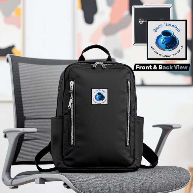 Chapa Cuadrada Miembro de equipo chistoso del pelotón el | del (fun square button with front and back view added)