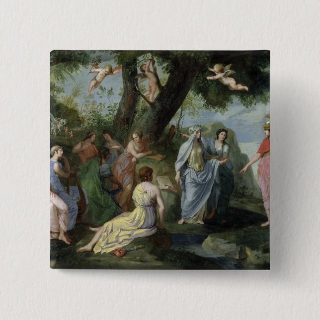 Chapa Cuadrada Minerva con las musas (Anverso)