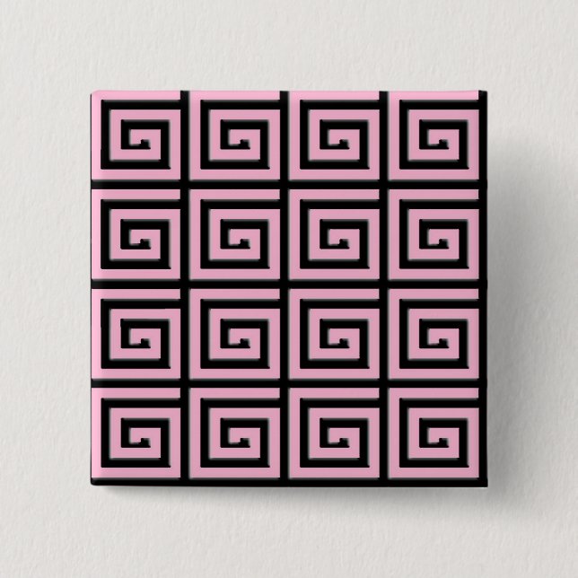 Chapa Cuadrada Mirada rosada y negra del diseño dominante griego (Anverso)