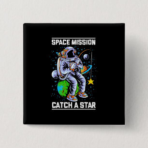 Chapa Cuadrada Misión Espacial Astronauta Atrapa Una Estrella