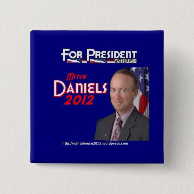 Chapa Cuadrada Mitch Daniels para el presidente (Anverso)