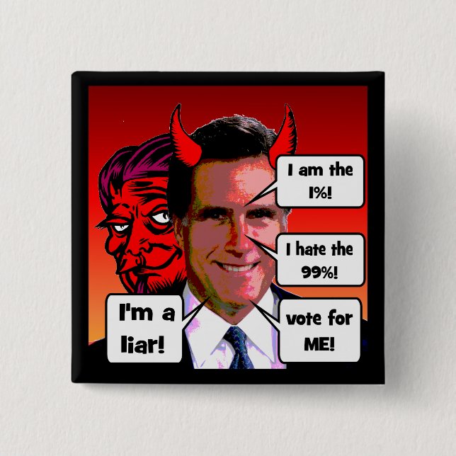 Chapa Cuadrada Mitt Romney anti (Anverso)