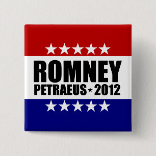 Chapa Cuadrada Mitt Romney David Petraeus 2012