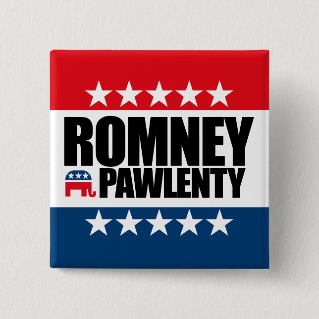 Chapa Cuadrada Mitt Romney Tim Pawlenty 2012 (Anverso)