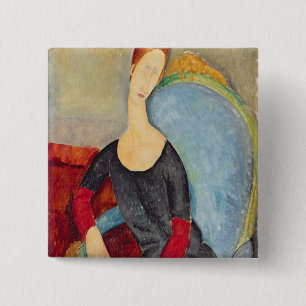 Chapa Cuadrada Mme Hebuterne en una Chair azul, 1918
