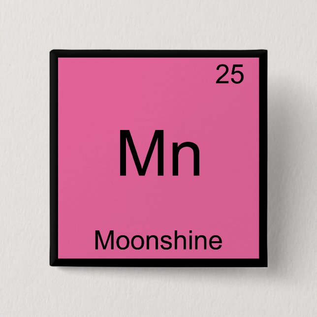 Chapa Cuadrada Mn - Moonshine Funny Chemistry Element Symbol Tee (Anverso)