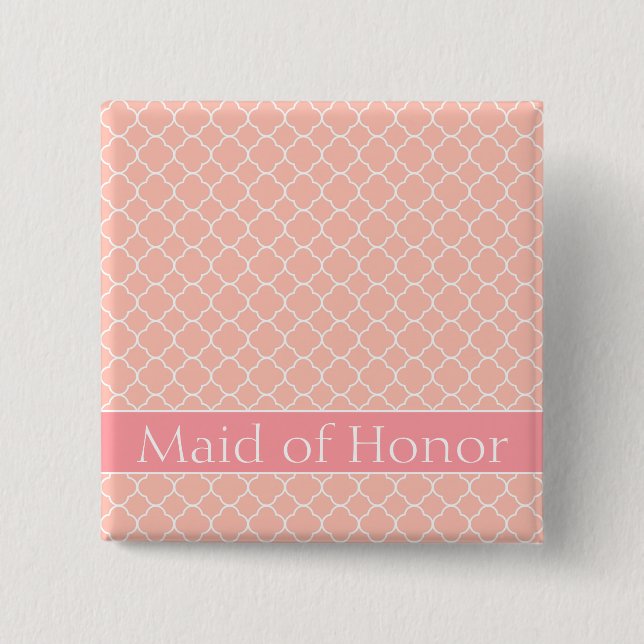 Chapa Cuadrada Moda doncella de honor rosa y blanco (Anverso)