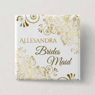 Chapa Cuadrada Moda Elegant Gold Filigree Bridesmaid Etiqueta de