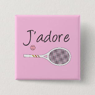 Chapa Cuadrada Moda francesa J'adore Tenis Player Design Pink