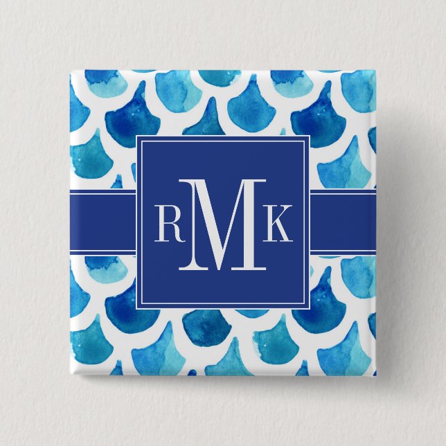 Chapa Cuadrada Modelo azul de la escala de la acuarela (Anverso)