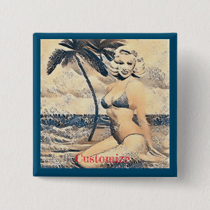Chapa Cuadrada Modelo de bikini rubio de rodilla Thunder_Cove