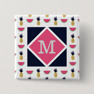 Chapa Cuadrada Modelo lindo del Doodle de la piña y de la sandí