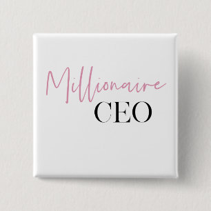 Chapa Cuadrada Modern Minimal Millionaire CEO   Rosa Y Negro