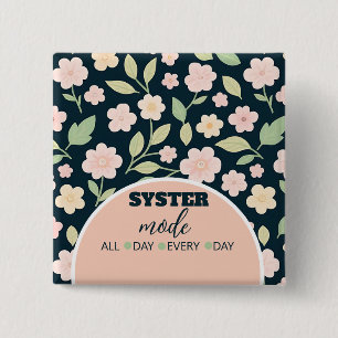 Chapa Cuadrada Modern Pink Wildflowers Pattern