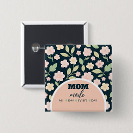 Chapa Cuadrada Modern Pink Wildflowers Pattern