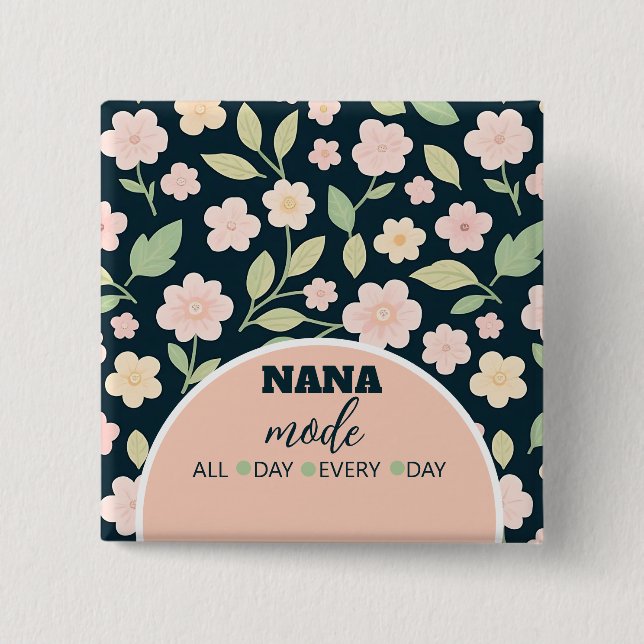 Chapa Cuadrada Modern Pink Wildflowers Pattern (Anverso)