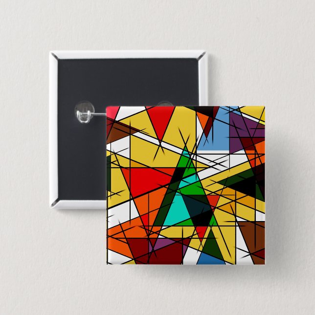 Chapa Cuadrada Modern Triangle Colorful Geometric  (Anverso y reverso)