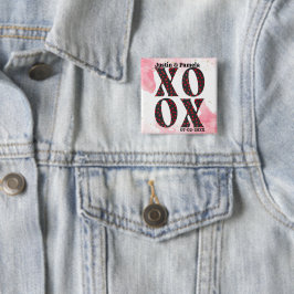 Chapa Cuadrada Moderna negrita XOXO Feliz regalo de San Valentín
