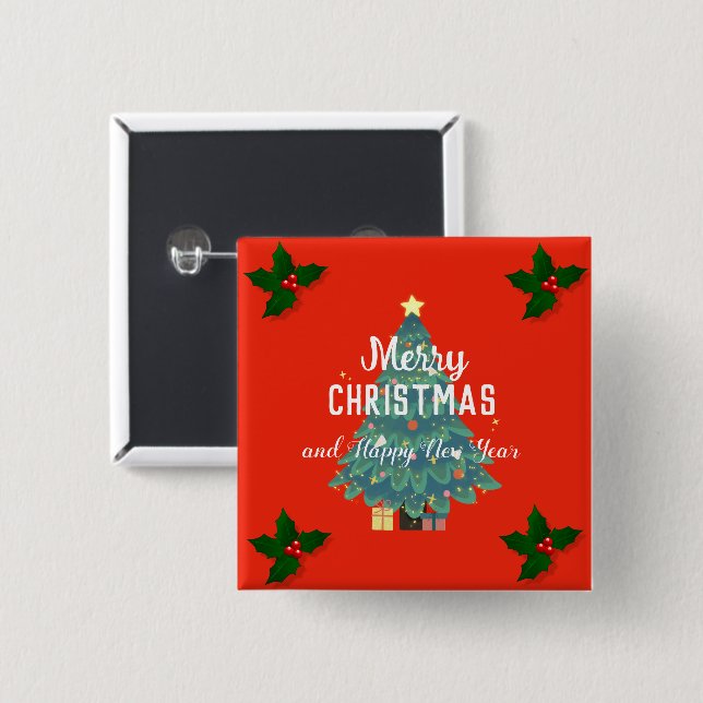 Chapa Cuadrada Moderno feliz navidad y feliz año nuevo festivo  (Anverso y reverso)