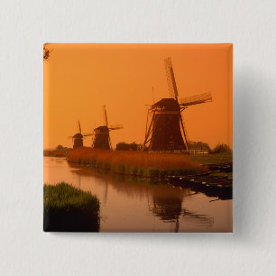 Chapa Cuadrada Molinos de viento al atardecer, Leidschendam, País