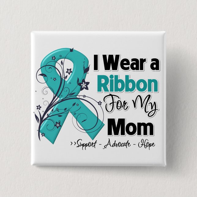 Chapa Cuadrada Mom - Ovarian Cancer Ribbon (Anverso)