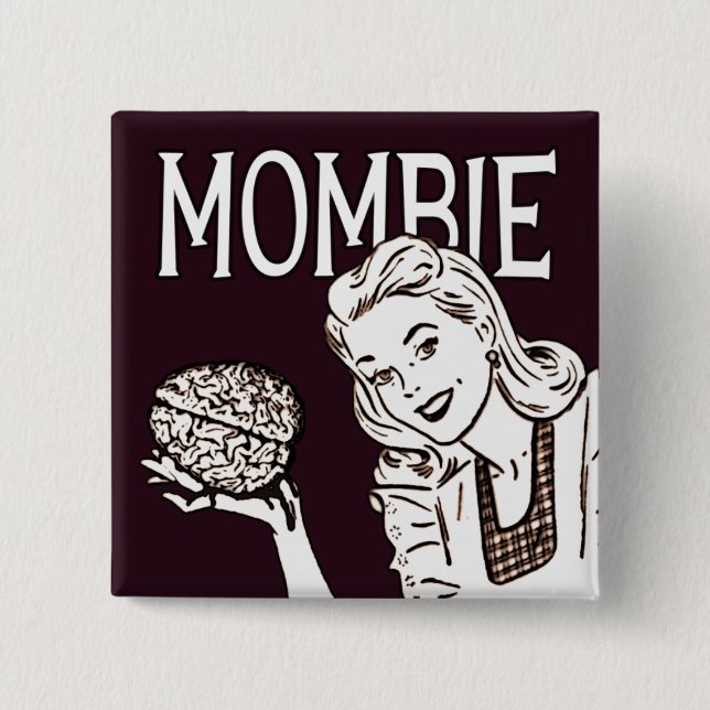 Chapa Cuadrada Mombie Retro Zombie (Anverso)