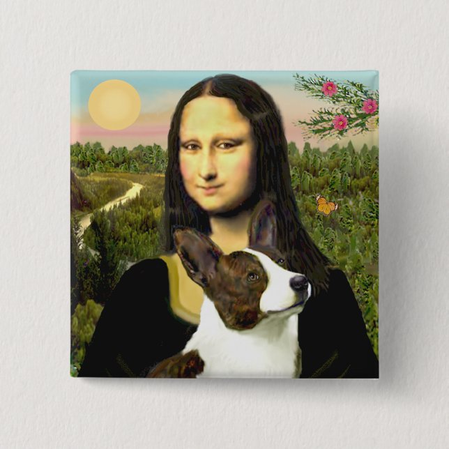 Chapa Cuadrada Mona Lisa - Cardigan Welsh Corgi (Anverso)