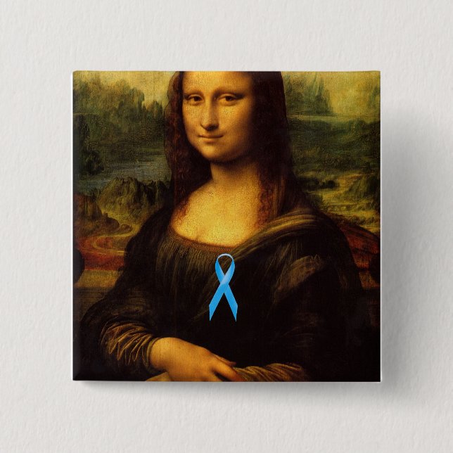 Chapa Cuadrada Mona Lisa Con Cinta Azul (Anverso)