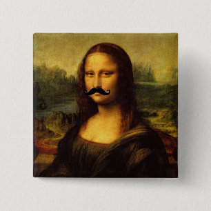 Chapa Cuadrada Mona Lisa Con Mustache