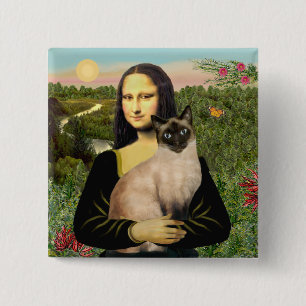 Chapa Cuadrada Mona Lisa - Gato siamés de puntos de foca