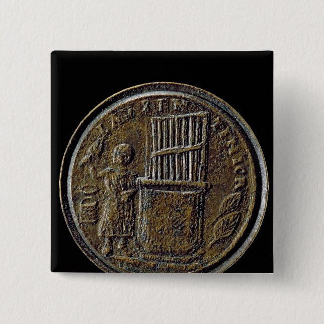 Chapa Cuadrada Moneda romana que representa un órgano (Anverso)