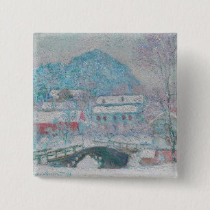 Chapa Cuadrada Monet - Noruega, pueblo de Sandviken en la nieve