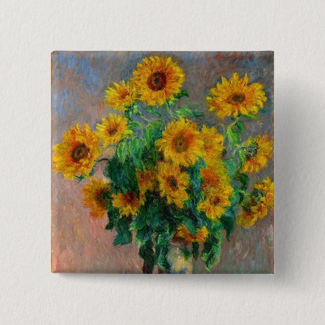Chapa Cuadrada Monet Sunflowers (Anverso)