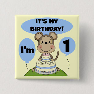 Chapa Cuadrada Monkey Birthday Boy 1