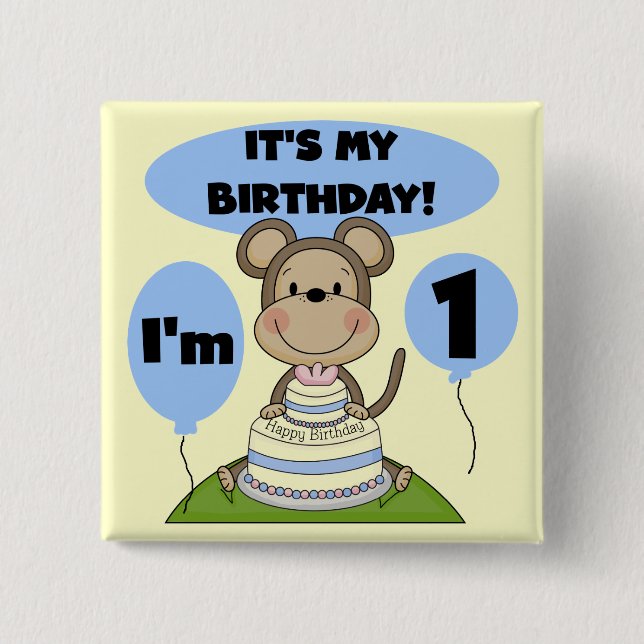 Chapa Cuadrada Monkey Birthday Boy 1 (Anverso)