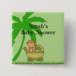 Chapa Cuadrada Mono de la selva en el carro de bebé Baby Shower