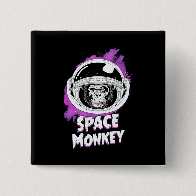 Chapa Cuadrada Mono del espacio del mono (Anverso)