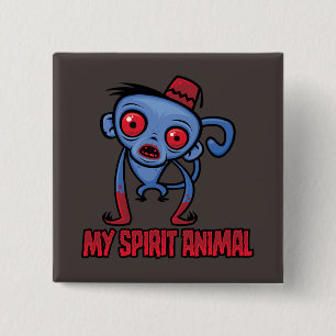 Chapa Cuadrada Mono Zombie Es Mi Animal Espiritual