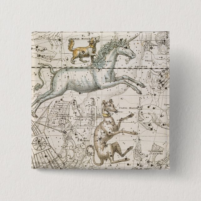 Chapa Cuadrada Monoceros, "de un atlas celestial", pub. en 1822 (Anverso)