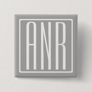 Chapa Cuadrada Monograma de Iniciales Blanco Sobre Gris Claro