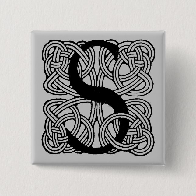 Chapa Cuadrada Monograma De Knot Celta De Letra S (Anverso)